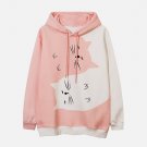 Cat Contrasting Panel Hoodie