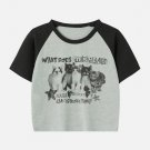 Cat Print Patchwork Regular Tee