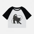 Cat Print Patchwork Tee