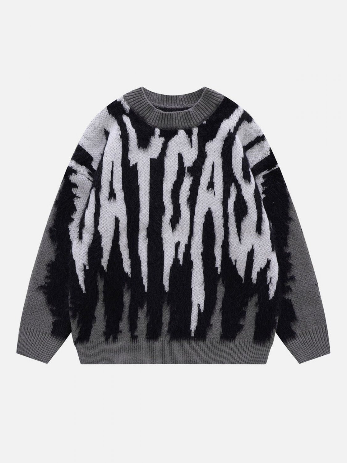 CATCASEu201c Print Contrast Plush Streetwear Sweater