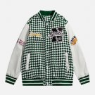Checkerboard Embroidered Pattern Panel Jacket