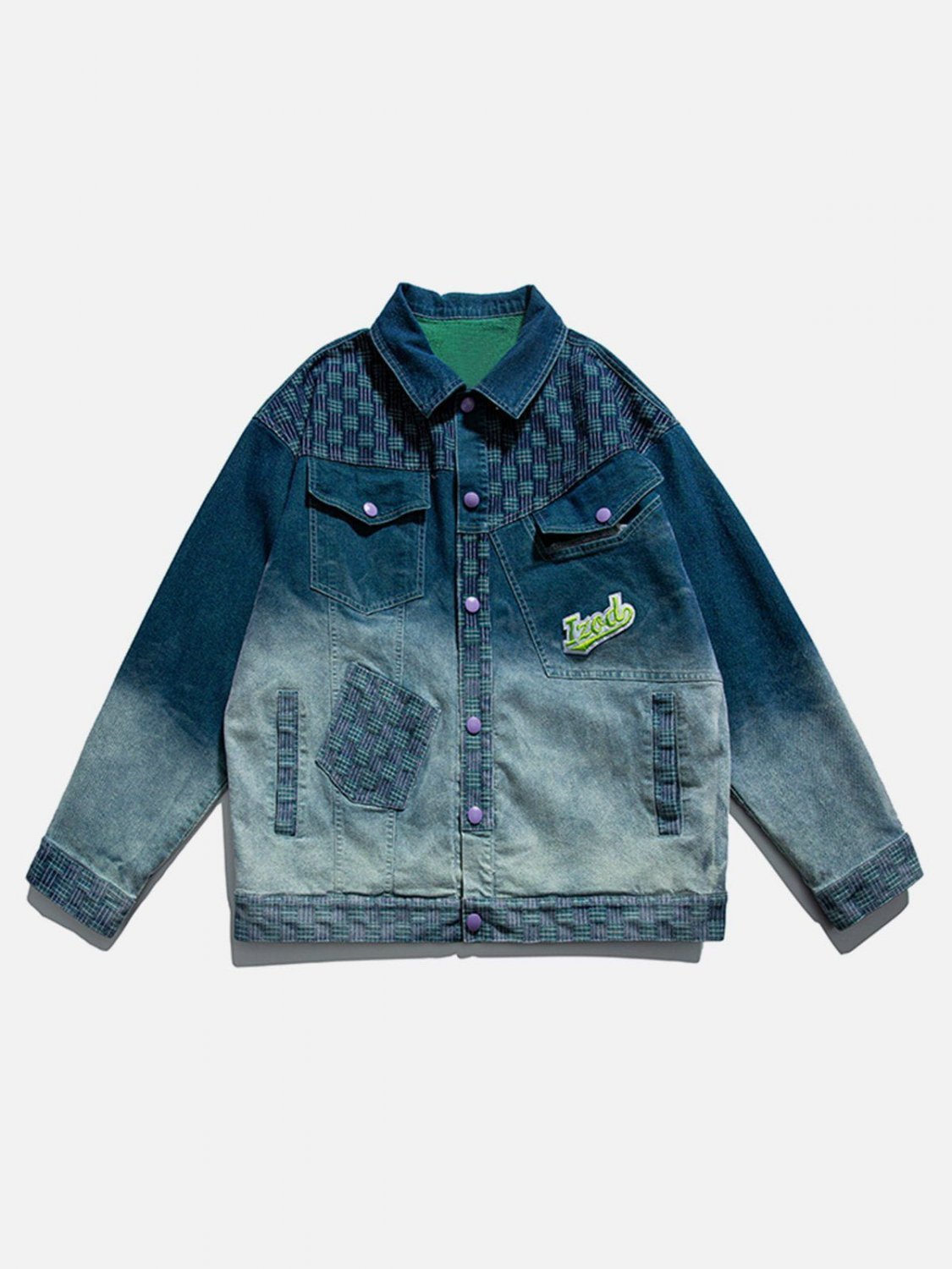 Checkerboard Gradient Denim Jacket