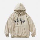 Checkerboard Letter Print Fleece Hoodie