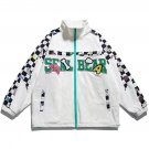 Checkerboard Plaid Patchwork Bone Letters Embroidered Jacket