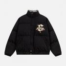 Checkerboard Print Neck Winter Coat