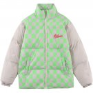 Checkerboard Print Turtleneck Puffer Jacket