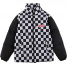 Checkerboard Print Turtleneck Puffer Jacket