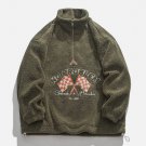 Checkered Flag Embroidery Fleece Sweatshirt