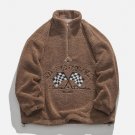 Checkered Flag Embroidery Fleece Sweatshirt