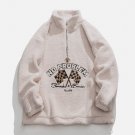 Checkered Flag Embroidery Fleece Sweatshirt