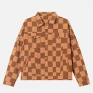 Circle Text Graphic Checkerboard Jacket
