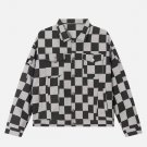 Circle Text Graphic Checkerboard Jacket