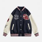 Color Block Flocked Letter Varsity Jacket