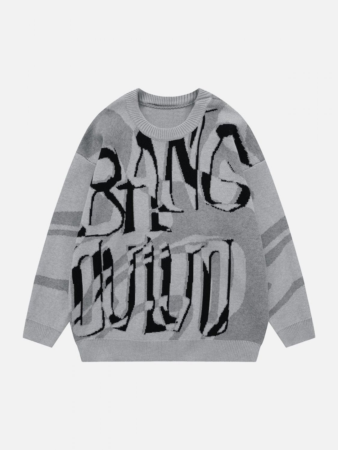 Color Block Graffiti Letter Sweater