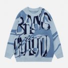 Color Block Graffiti Letter Sweater