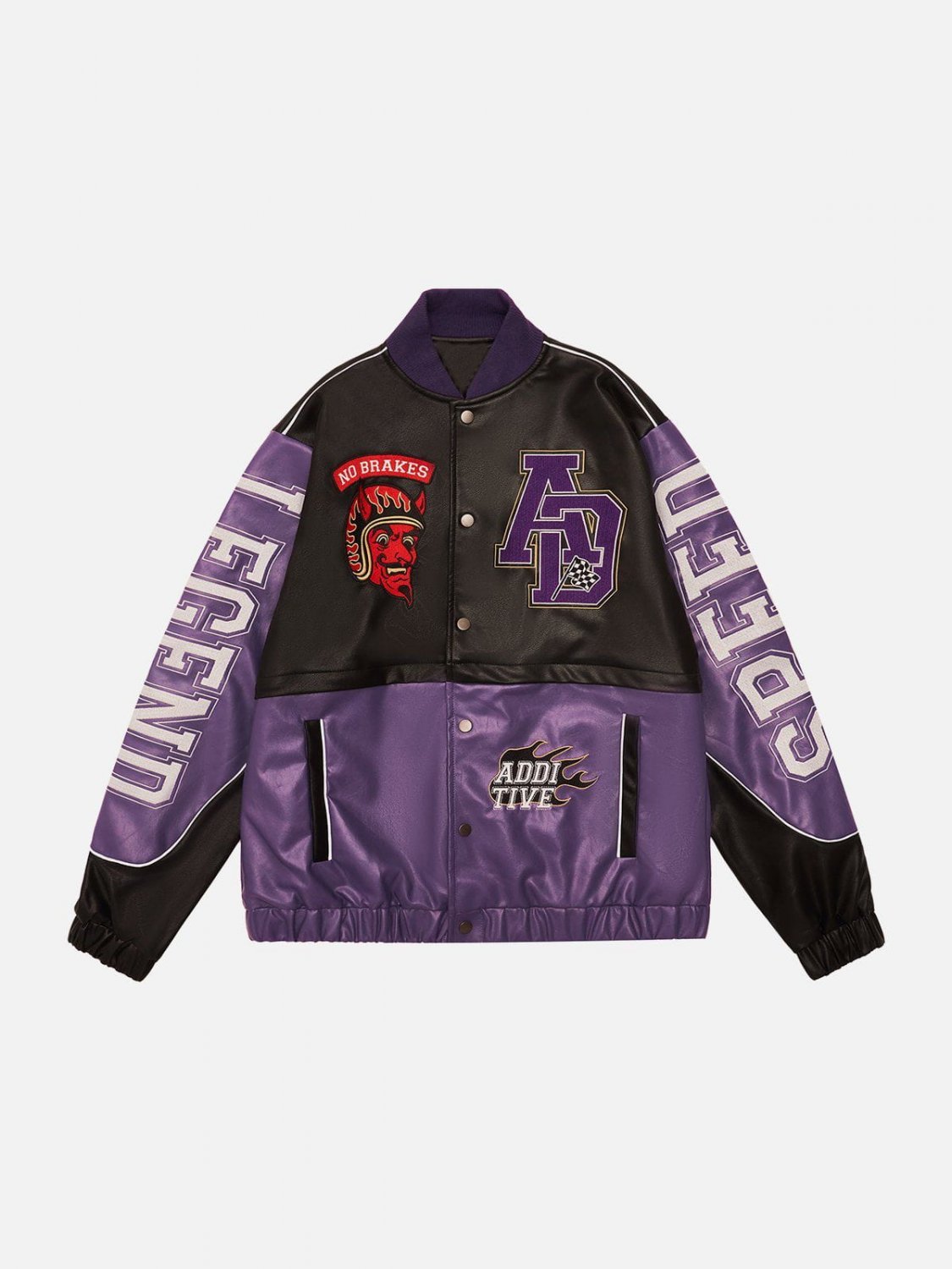 Color Block Patchwork PU Jacket