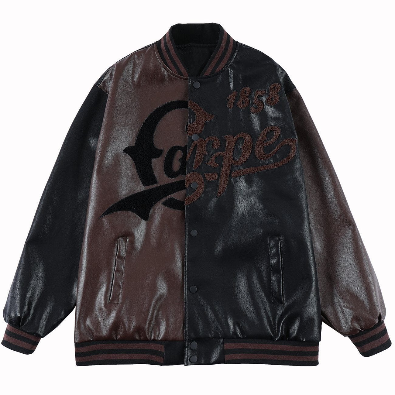 Color Block PU Varsity Jacket