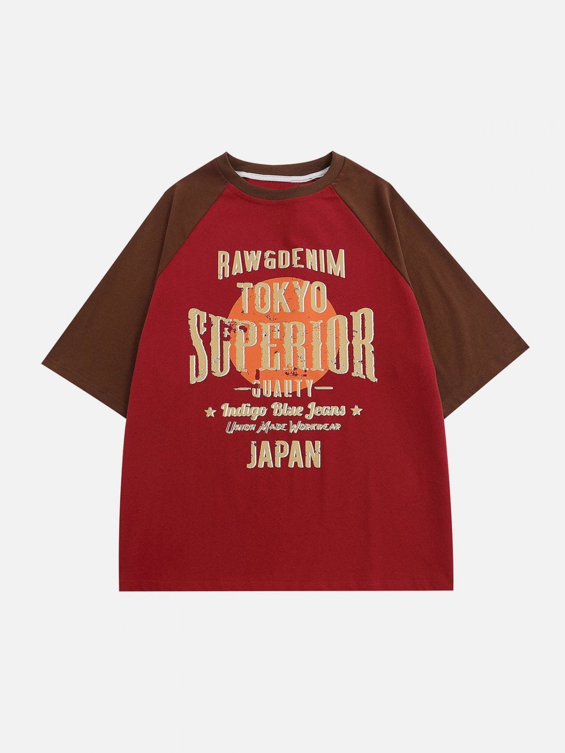 Color Block Raglan Letter Print Tee