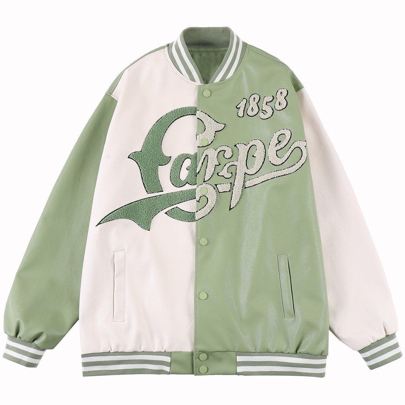 Color Block PU Varsity Jacket