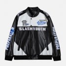 Color Block Stitching PU Racing Jacket