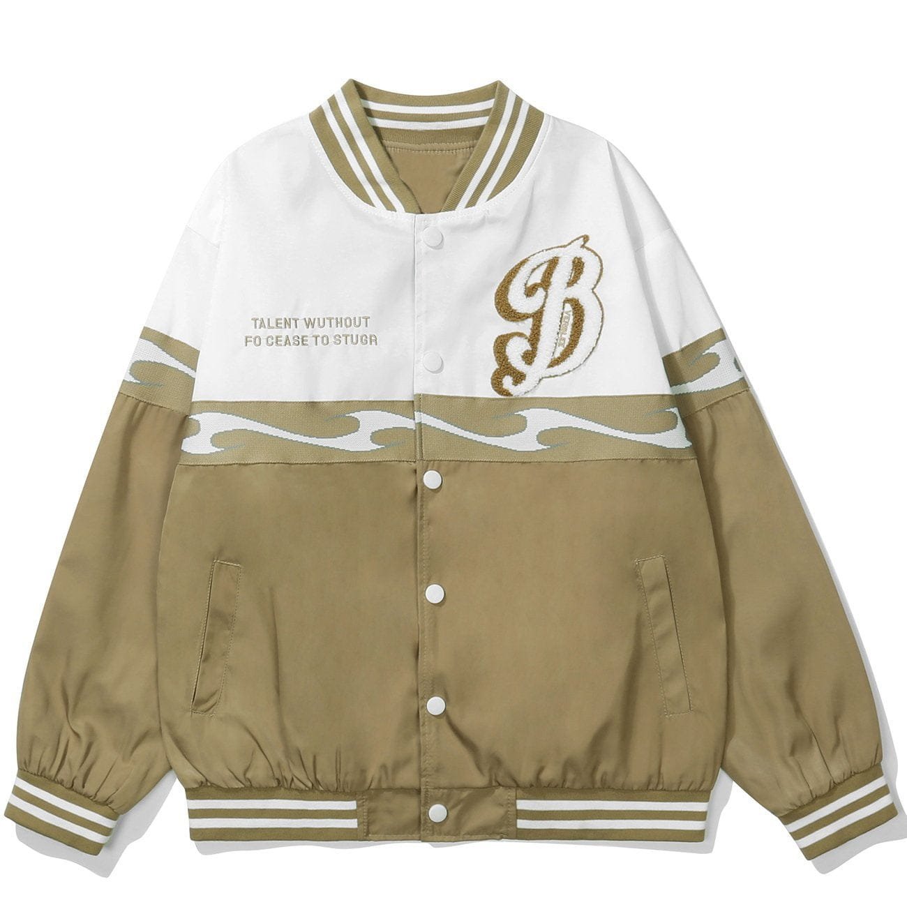 Color Block Towel Embroidery Jacket