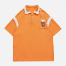 Color Blocking Polo Collar Tee