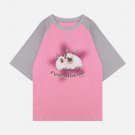 Color Blocking Rabbit Print Tee