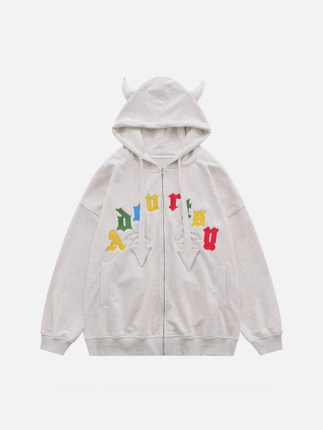 Color Letter Demon Horn Hoodie