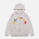 Color Letter Demon Horn Hoodie