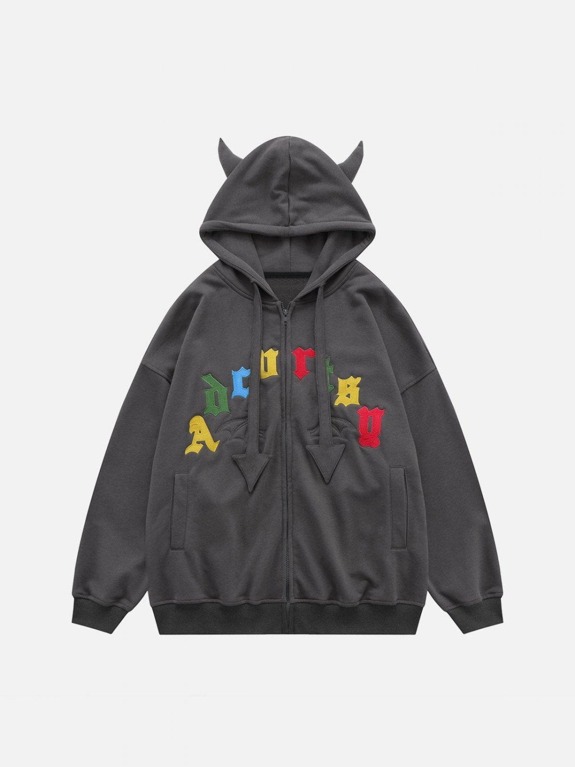 Color Letter Demon Horn Hoodie