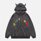 Color Letter Demon Horn Hoodie
