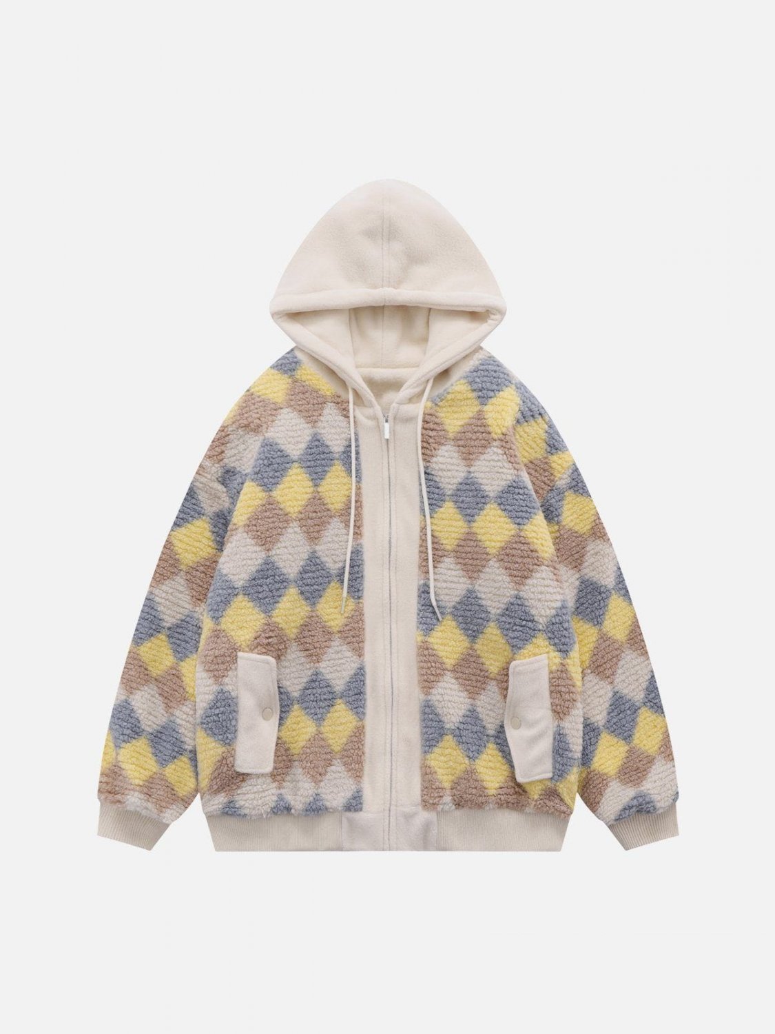 Colorblock Check Fake Two-Piece Winter Coat