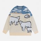 Colorblock Cow Jacquard Sweater