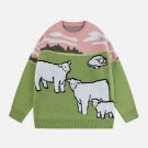 Colorblock Cow Jacquard Sweater