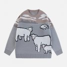 Colorblock Cow Jacquard Sweater