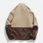 FUTE Embroidery Print Leather Jacket