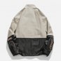 FUTE Embroidery Print Leather Jacket