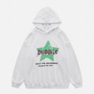 Fuzzy Star Letter Print Hoodie
