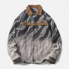 Gradient Hole Polo Collar Denim Jacket