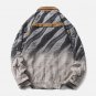 Gradient Hole Polo Collar Denim Jacket