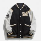 Heart Earth Flocked Embroidered Varsity Jacket