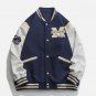 Heart Earth Flocked Embroidered Varsity Jacket