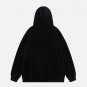 Heart Flame Letter Print Zipper Hoodie