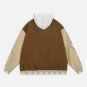 Hooded PU Splicing Varsity Jacket