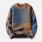 Irregular Contrast Color Plaid Knit Sweater