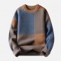 Irregular Contrast Color Plaid Knit Sweater