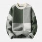 Irregular Contrast Color Plaid Knit Sweater