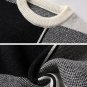 Irregular Contrast Color Plaid Knit Sweater