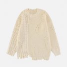 Irregular Patchwork Twist Sweater