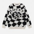 Irregular Plaid Graphic Sweater